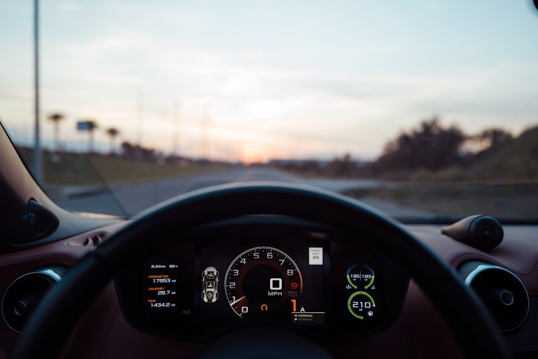 Car instrument panel showing fuel and speed gauges